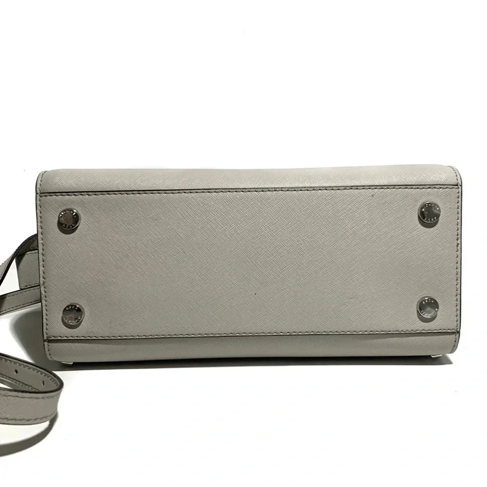 MICHAEL KORS Gray Selma Stud Saffiano Leather Bag